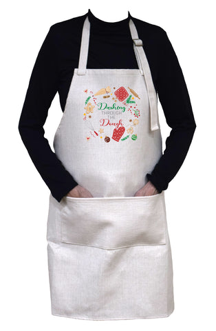 Dashing Through the Dough ( Snow) Holiday Adjustable Neck Apron With Large Front Pocket