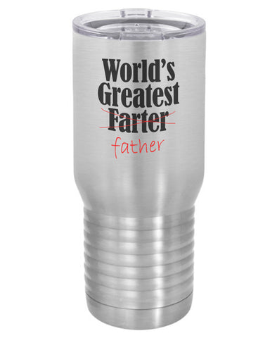 Silver World's Greatest Farter ( Father) 20 Oz Polar Camel Travel Mug