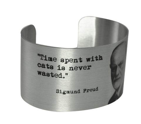 Sigmund Freud Cat Quote Wide Aluminium Cuff