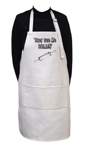 They See Me Rollin' Kitchen Cooking Baking Adjustable Neck Apron With Large Front Pocket