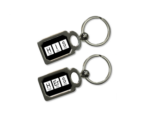 HIS / HERS Periodic Table of Elements Metal Key Chain Set