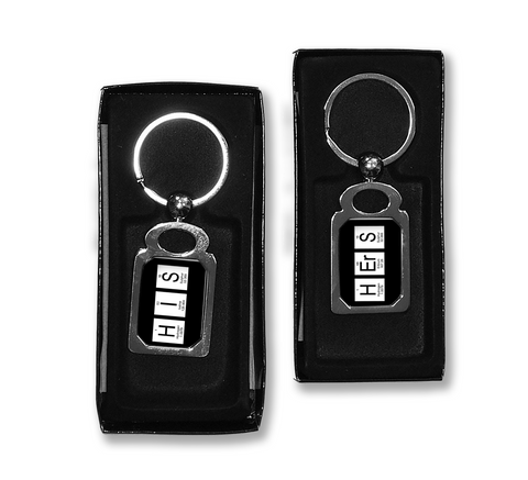 HIS / HERS Periodic Table of Elements Metal Key Chain or ring