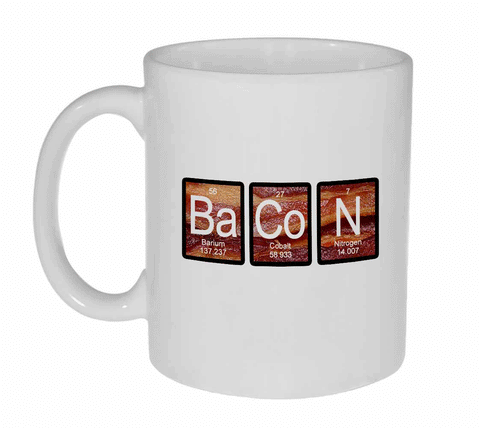 Bacon on Bacon Mug - Periodic Table Chemistry Elements Coffee or Tea Mug