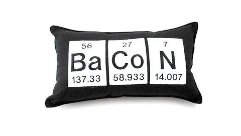 Bacon Periodic Table of Elements Embroidered Pillow / Cushion