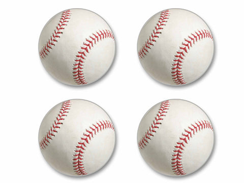 Baseball Images - 4-Piece Round Matte Finish Ceramic Coaster Set - Caddy Included