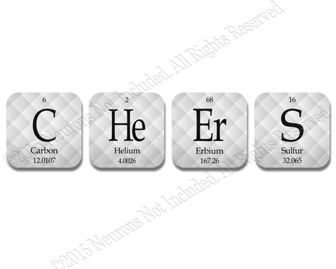 Periodic Table Cheers Science Coasters Neoprene 4 Piece Set