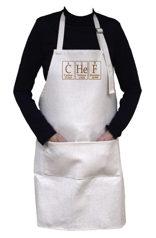 Chef Apron Spelled Using Periodic Table of Elements Symbols - Adjustable Neck Apron With Large Front Pocket