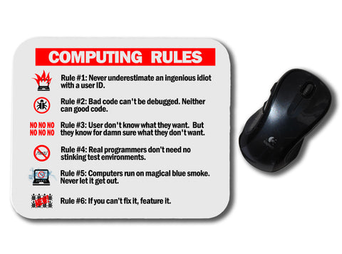 Computing Rules Funny Mouse Pad For Computer Geeks and Nerds