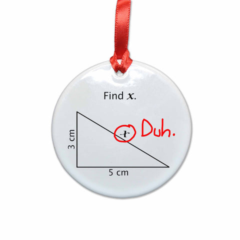 Math Find X Funny Christmas Tree Ornament