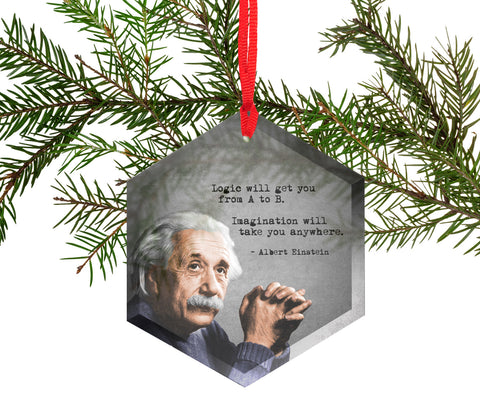 Famous Scientists Albert Einstein Glass Christmas Ornament
