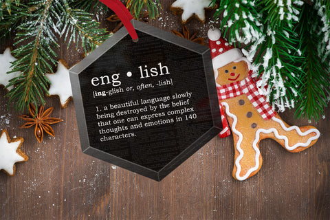 English Definition Funny Glass Christmas Ornament