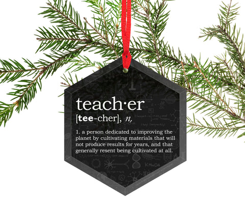 Teacher Definition Glass Christmas Ornament