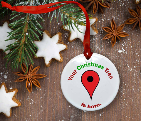Google Maps Christmas Tree Locator Ceramic Christmas Ornament