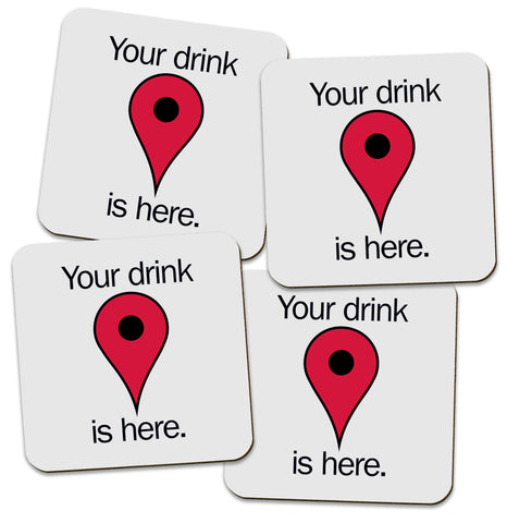 Google Map Pin Coasters with Display Holder