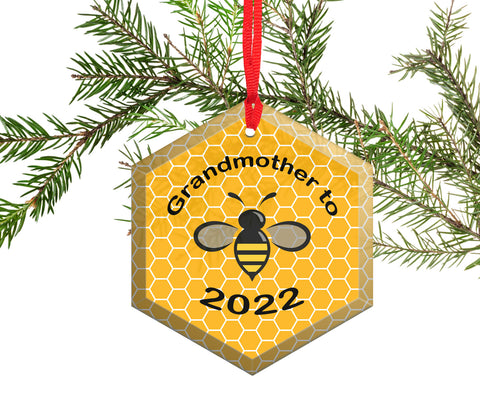 Grandmother to Be ( Bee) Beveled Glass Christmas Ornament - With Date