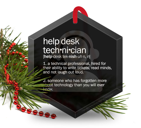 Help Desk Definition Funny Glass Christmas Ornament