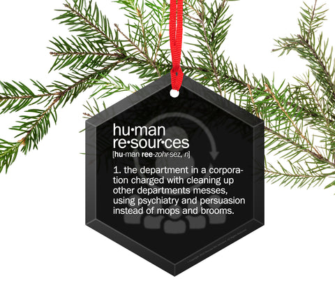 Human Resources Definition Funny Glass Christmas Ornament