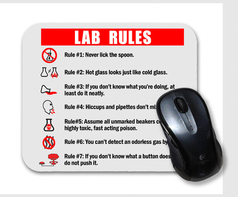 Lab Rules Funny Science Mouse Pad For Computer Geeks and Nerds
