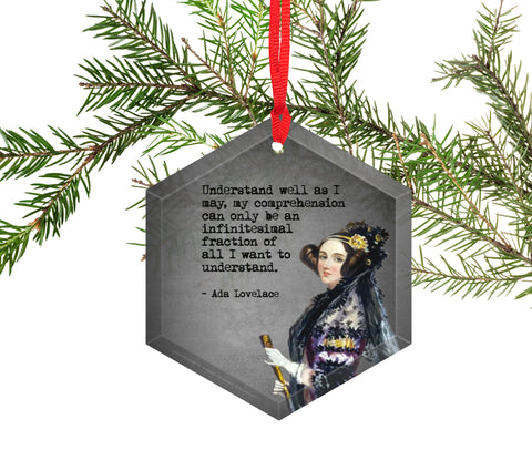 Famous Scientists Ada Lovelace Glass Christmas Ornament
