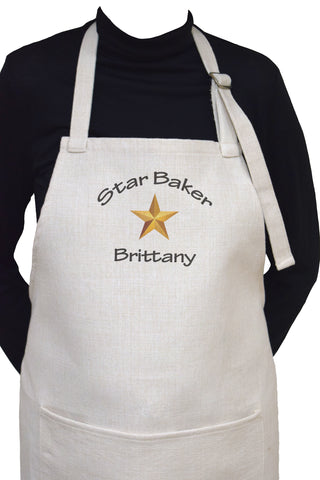 Personalized Star Baker Adjustable Neck Apron With Large Front Pocket