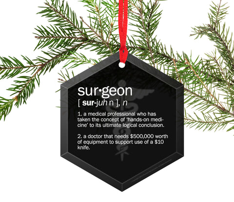 Surgeon Definition Funny Glass Christmas Ornament