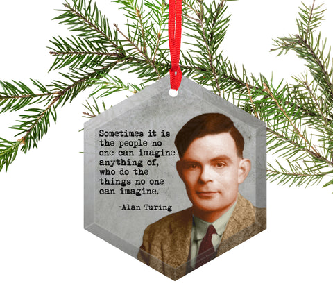 Alan Turing Glass Christmas Ornament