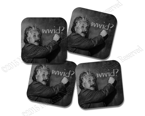What Would Einstein Do - Neoprene 4 Piece  Coasters  Set