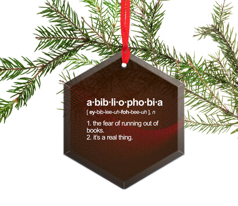 Abibliophobia Definition Beveled Glass Christmas Tree Ornament. The Fear of Running our of Books 2. It's a real thing