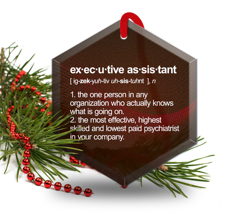 Executive Assistant Definition Beveled Glass Christmas Tree Ornament.