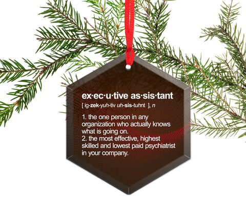 Executive Assistant Definition Beveled Glass Christmas Tree Ornament.