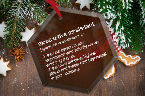 Executive Assistant Definition Beveled Glass Christmas Tree Ornament.