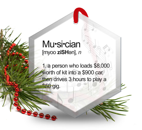 Musician Definition Beveled Glass Christmas Tree Ornament.