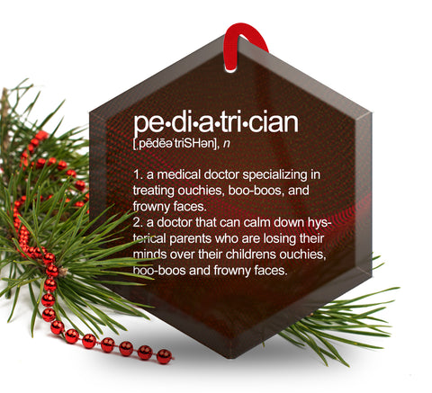 Pediatrician Definition Beveled Glass Christmas Tree Ornament