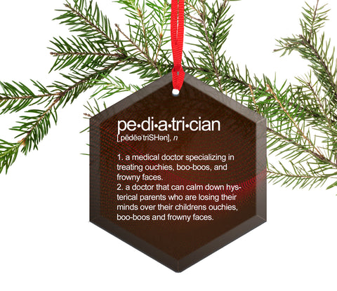 Pediatrician Definition Beveled Glass Christmas Tree Ornament