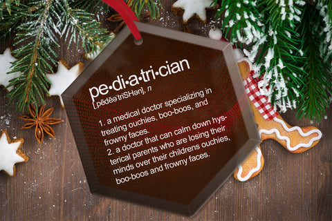 Pediatrician Definition Beveled Glass Christmas Tree Ornament