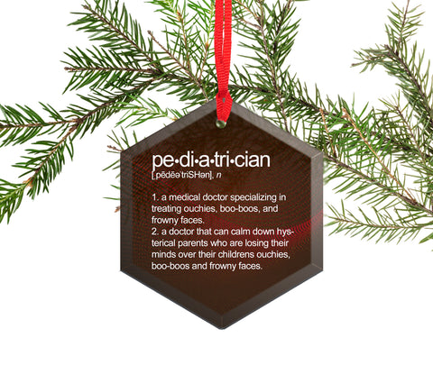 Pediatrician Definition Beveled Glass Christmas Tree Ornament