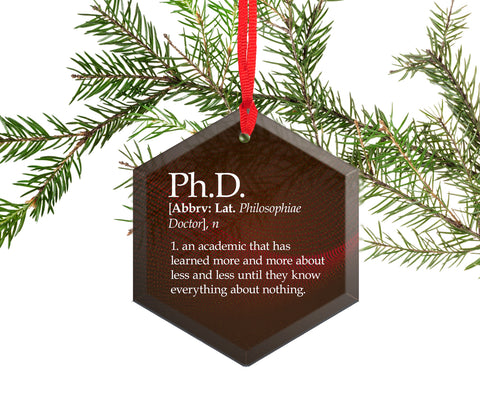 Ph. D.  Definition Funny Glass Christmas Ornament