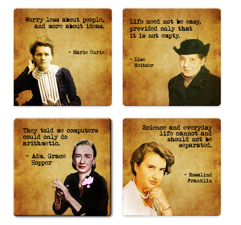 Women of Science-Ceramic Tile 4 Piece Set - Caddy Included