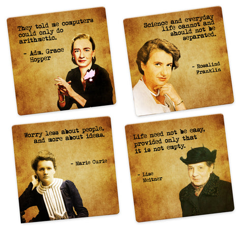 Women of Science-Ceramic Tile 4 Piece Set - Caddy Included
