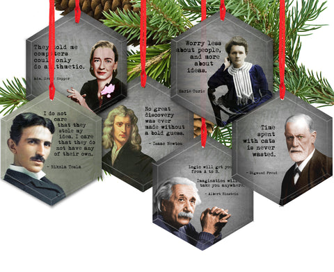 Famous Scientists Glass Ornament Collection