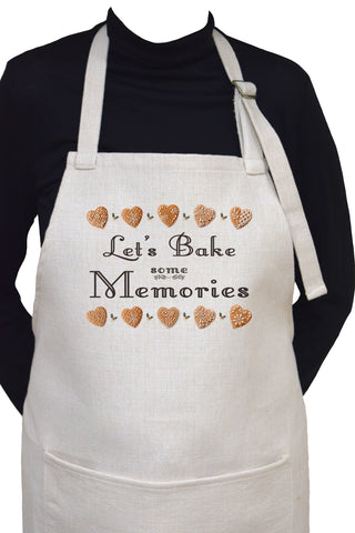 Let's Bake Some Memories Holiday Adjustable Neck Apron With Large Front Pocket