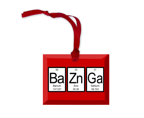 Bazinga Periodic Table of Elements Glass Christmas Ornament