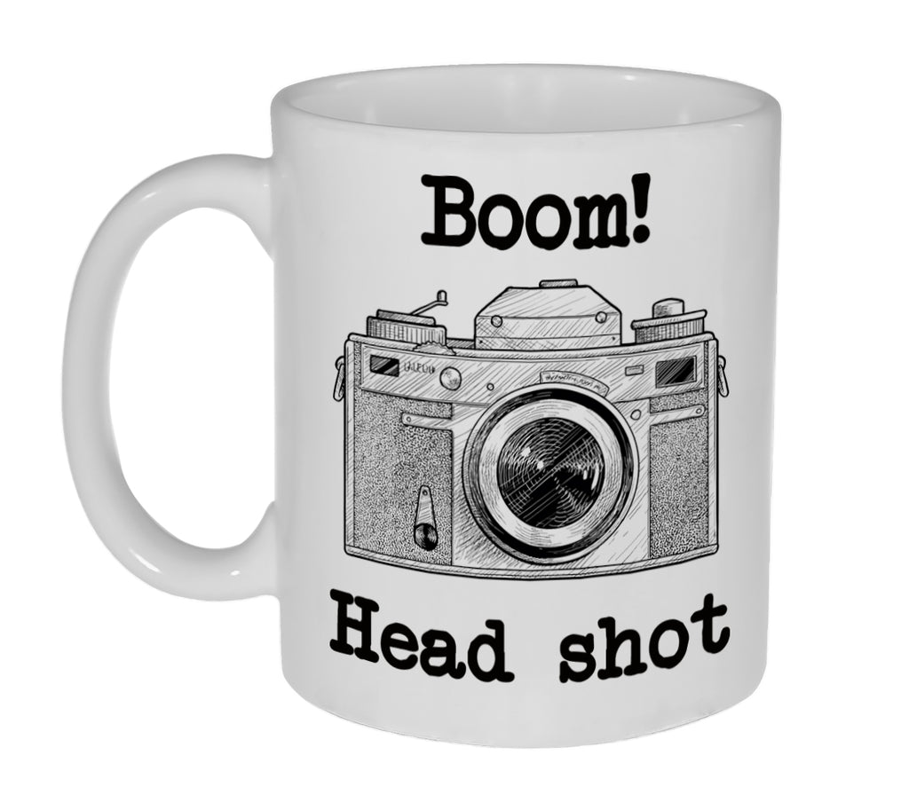 Boom Head Shot Photography Camera Funny Coffee or Tea Mug - 11 Ounce