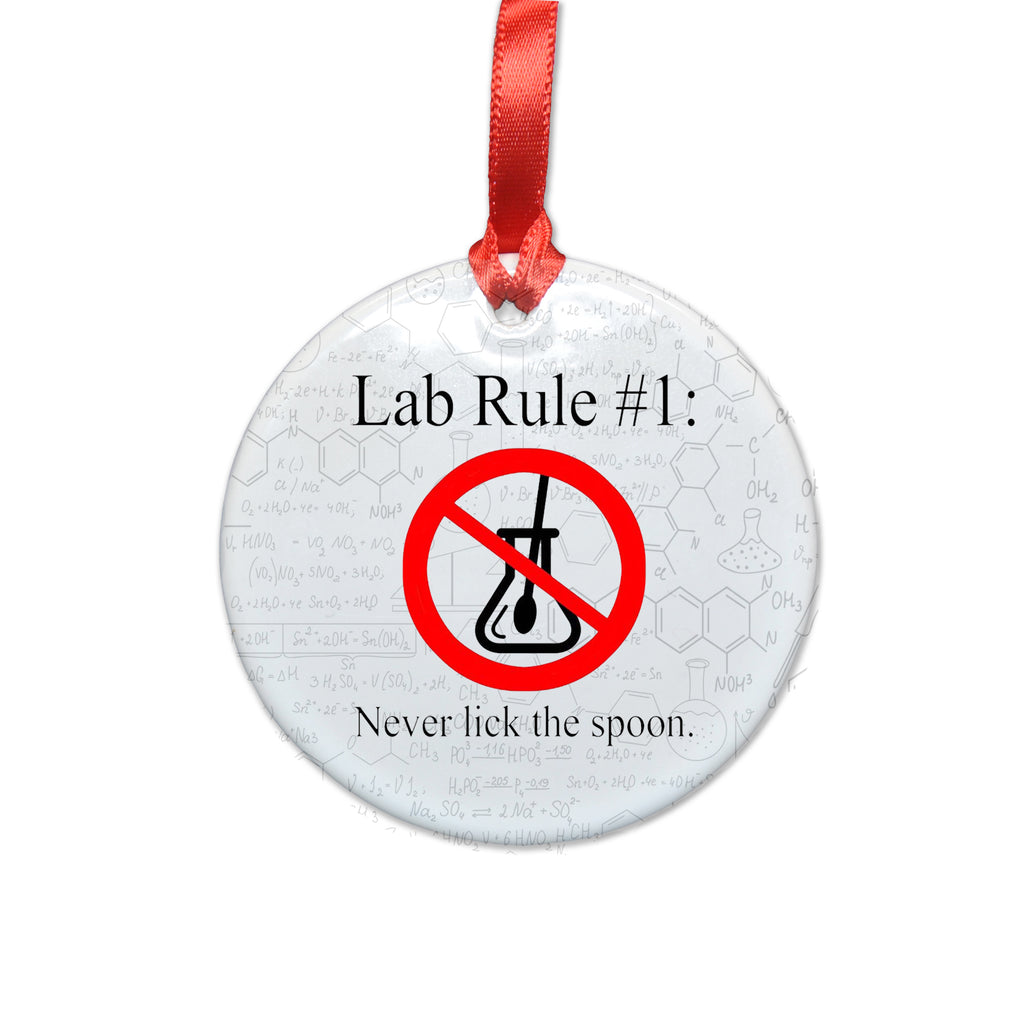 Lab Rule 1 Ceramic Christmas Ornament - Never Lick the Spoon