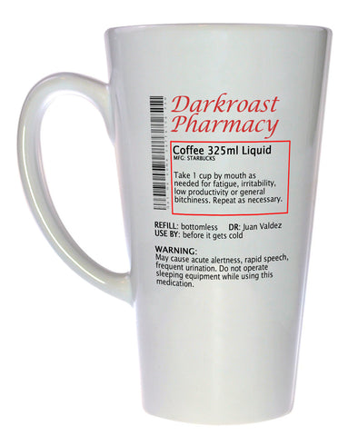 Coffee Prescription Funny Coffee or Tea Mug, Latte Size