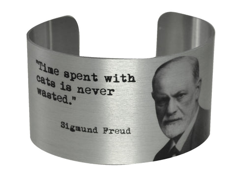 Sigmund Freud Cat Quote Wide Aluminium Cuff