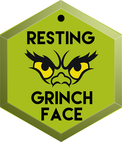 Resting Grinch Face Funny  Beveled Glass Christmas Ornament