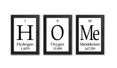 Home Periodic Table Framed 3 Piece Wall Plaque Set