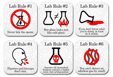 Lab Rules Science Coaster Set- 6 piece set