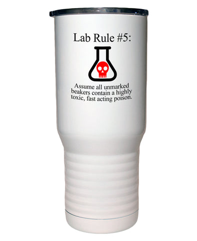 Lab Rule #5  Polar Camel White Travel Mug- 20 ounce